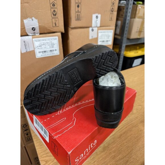 Sanita Professional Women’s Cabrio Black Addison Non-Slip Leather Clogs Size 41 - Picture 6 of 13